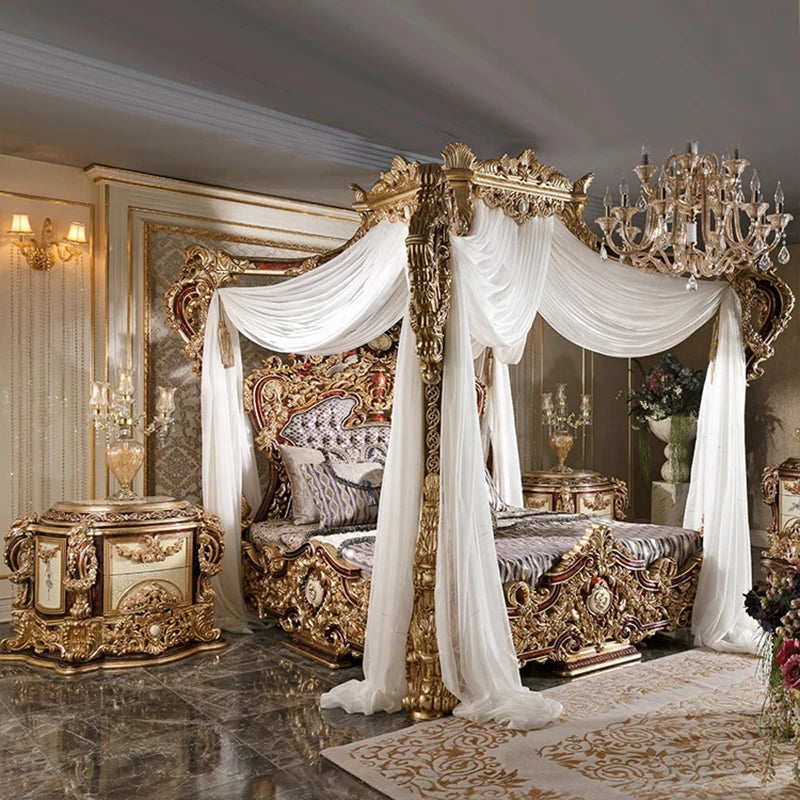 Nordic Wood King Size Bed with Unique Multifunctional Headboard