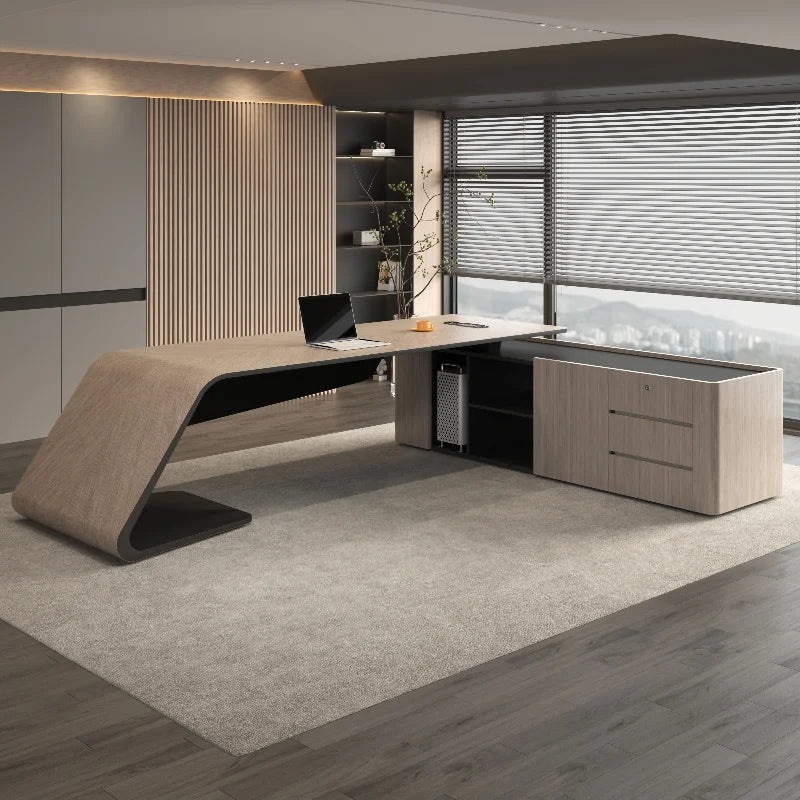 Executive Office Desk Wood Workstation Corner Reading Computer Writing Home Study Desks L Shaped Gaming Office Furniture