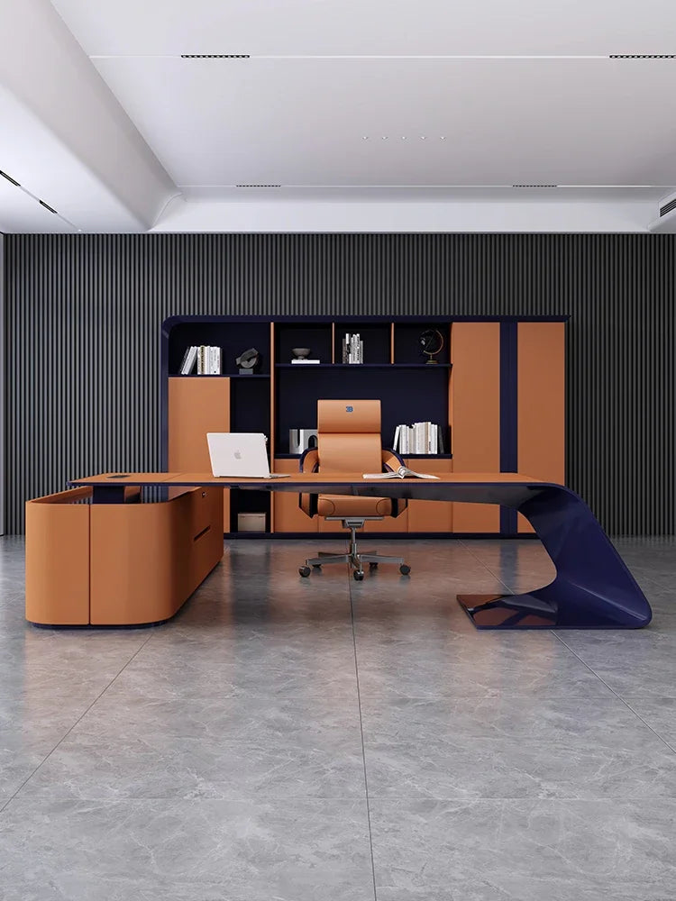 Italian Boss Table, President Table, Light Luxury, Modern High-end Villa, Large Desk, Office Leader, Office Desk And Chair