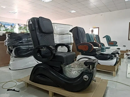 Hot sale good quality luxury electric foot massage chair gold plated acrylic pedicure massage chair for beauty salon
