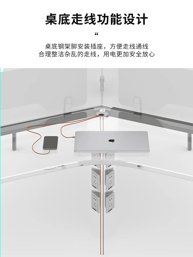 Special-shaped creative desk, simple staff seat 6 people, office booth 3 people, open office desk and chair combination