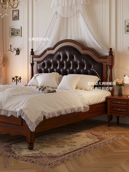 Solid wood bed 1.8m master bed double bed retro 1.5m storage bed