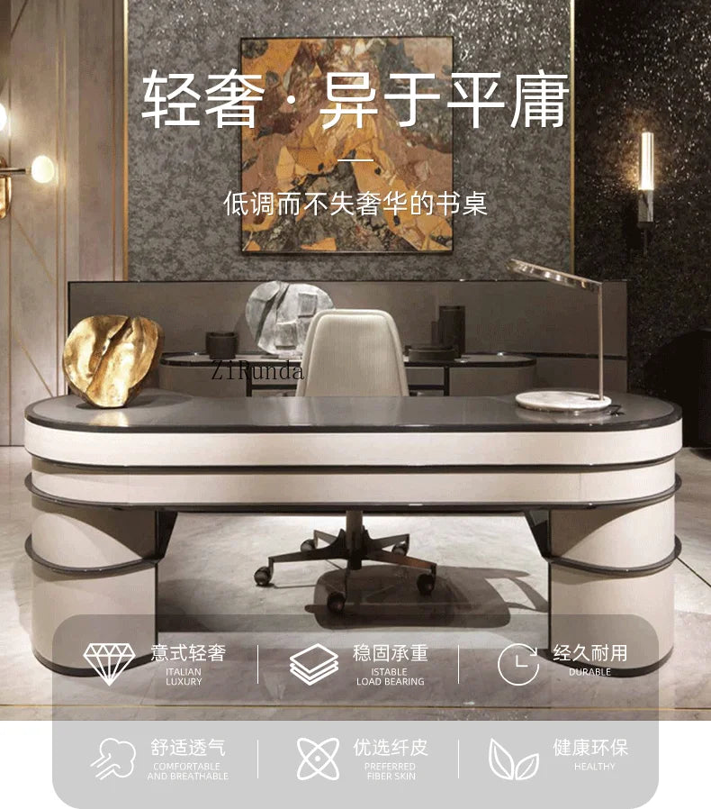 Light luxury solid wood computer desk Home student writing desk High-end Italian desk