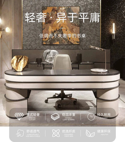 Light luxury solid wood computer desk Home student writing desk High-end Italian desk