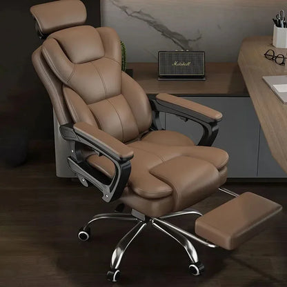 Luxury and Comfortable Office Chair Leather Wheels Glides Ergonomic Sliding Office Chair Learning Armrests Sillas De Gamer Home