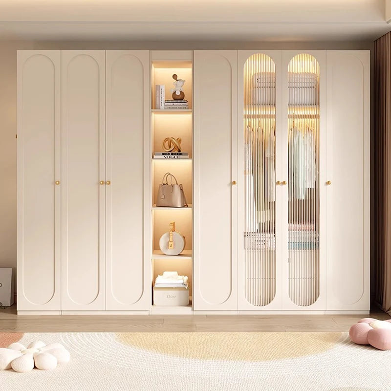 French Style Large Wardrobe – Modern Cupboard for Women’s Clothes, Open Closet Design