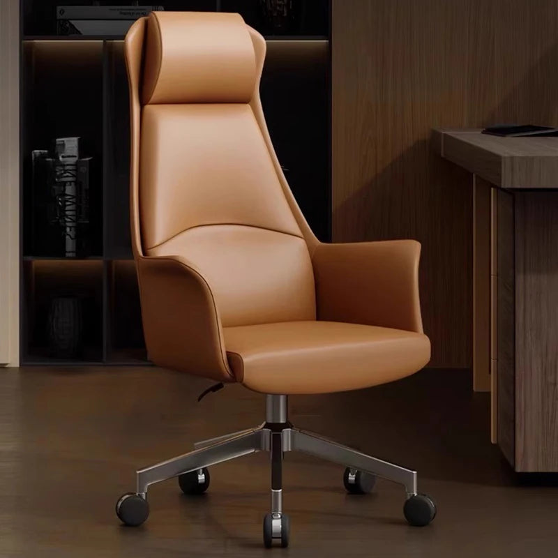 Ergonomic Mobile Office Chair - Modern Leather for Study and Meditation.