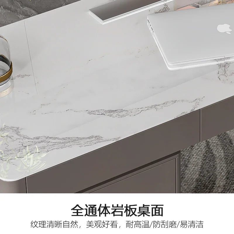 Stone Plate Desk Skin Paint Nordic Study Computer Desk Modern Minimalist Advanced Home Desk
