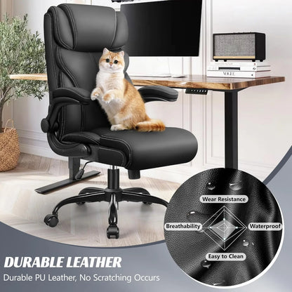 US Office Chair, Ergonomic Big and Tall Computer Desk Chairs, Executive Breathable Leather Chair with Adjustable High Back
