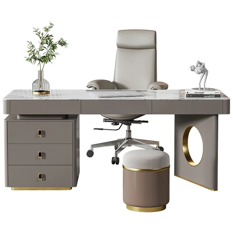 Stone Plate Desk Skin Paint Nordic Study Computer Desk Modern Minimalist Advanced Home Desk