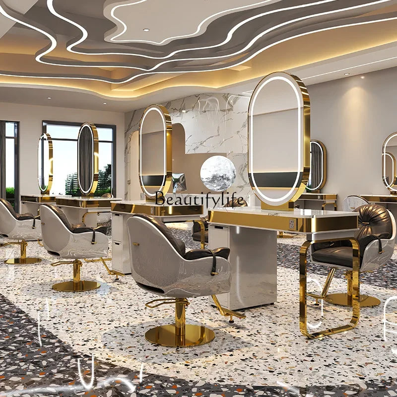For Hair Salon Stainless Steel Single-Sided Double-Sided Marble Hot Dyeing Hair Cutting Mirror