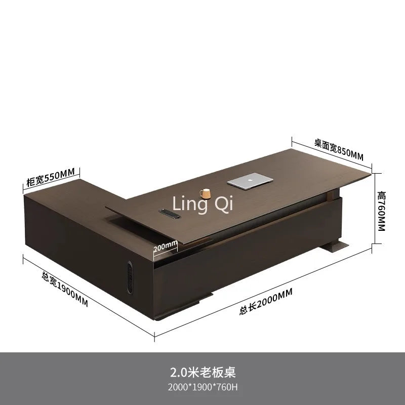 High Quality Dark Wood Office Desk Reception Standing Home Vanity Computer Desks Executive Secretary Escritorio Office Furniture