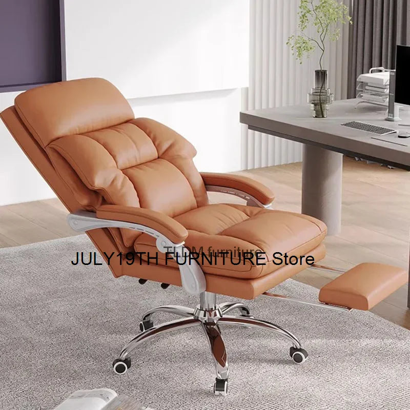 Ergonomic Office Chair with Sliding Pillow Cover, Luxury Cushions, Armrests, and Backrests.