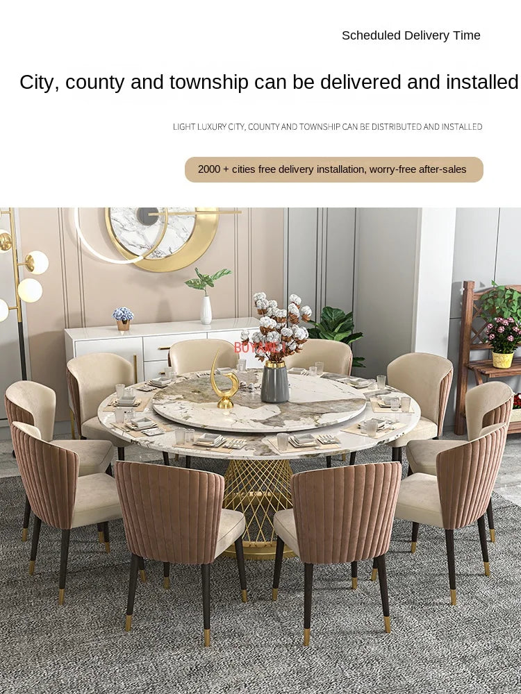 Custom-made luxury marble round table—large enough for 10-15 people,