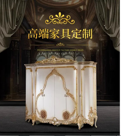 European Style Villa Wardrobe – French Luxury, Multi-Door, Custom Palace Storage