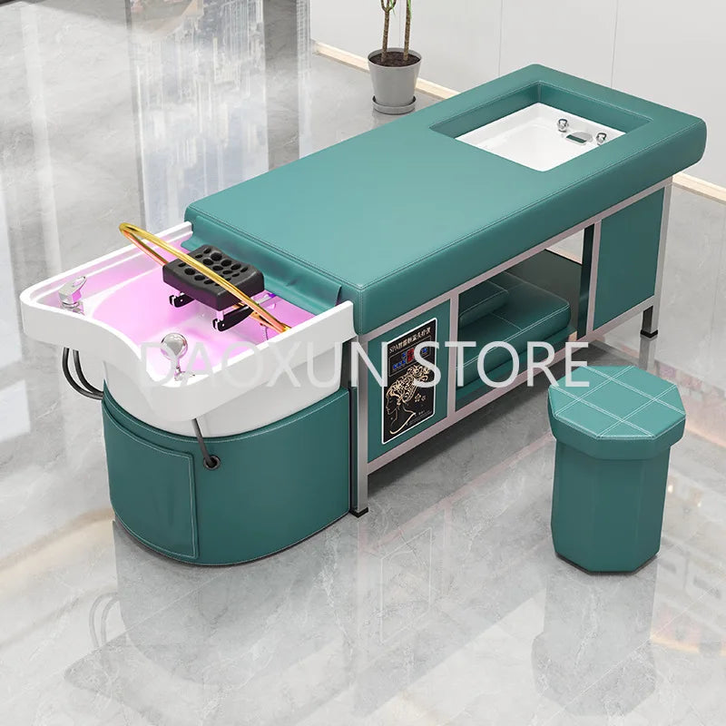 Shower Head Hair Washing Bed Luxury Foot Basin Comfort Lounge Shampoo Chair Salon Massage Lavacabezas Salon Equipment MQ50SC
