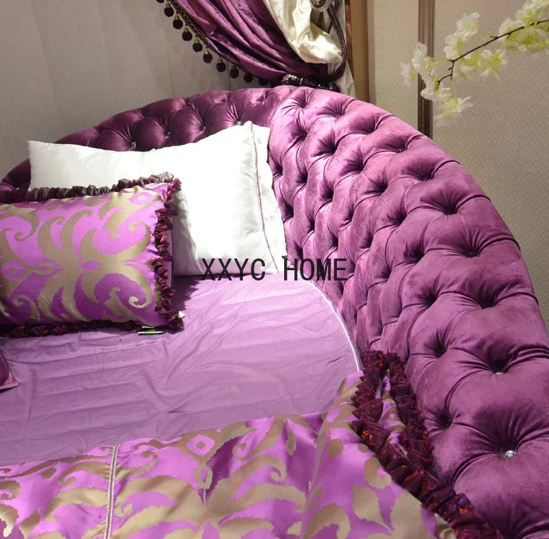 Heart-Shaped Bed Peach Heart Fabric Soft Bed Creative Princess Bed