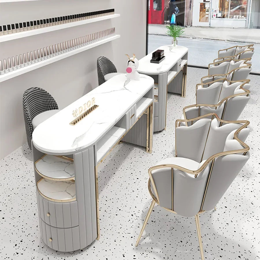 Luxury Manicure Modern Nail Tables Professional Beauty White Drawer Nail Tables Living Room Mesa Manicura Salon Furniture