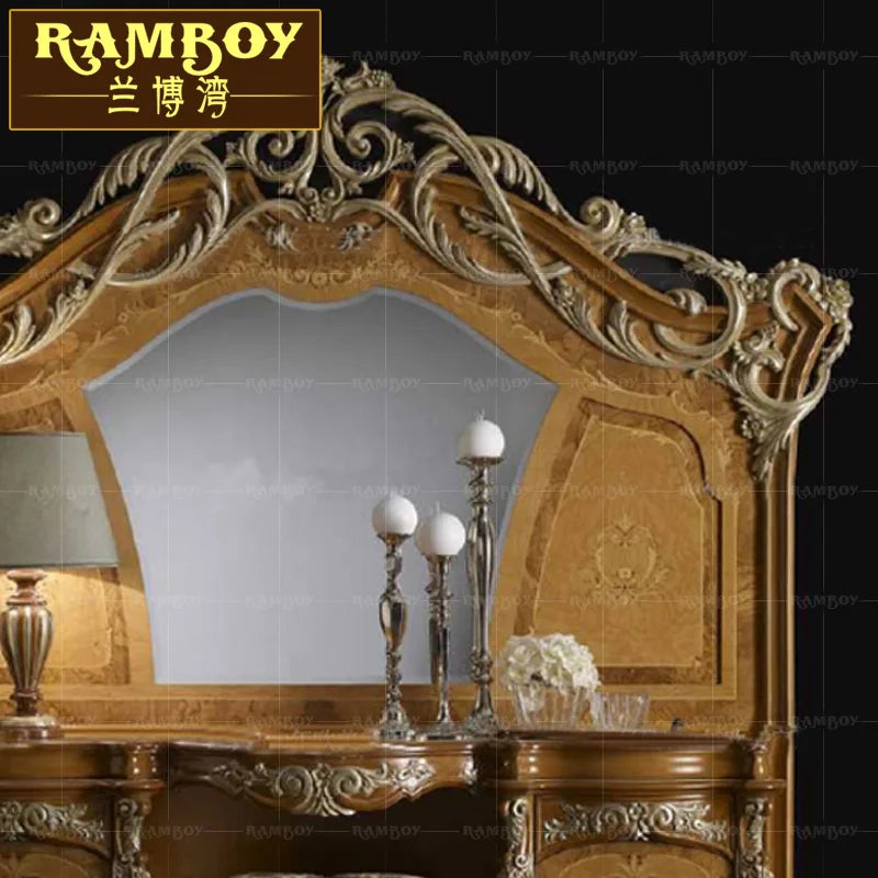 European luxury carved solid wood dressing table French Italian makeup table Villa bedroom makeup table