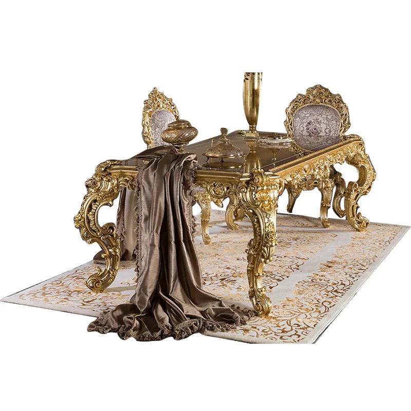 French Italian villa luxury sideboard of European solid wood carved gold leaf side cabinets dining room furniture