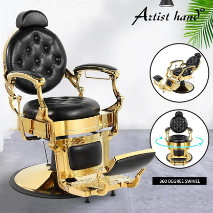 Retro Barber Chair Heavy Duty Barber Chairs Vintage Salon Chair Hydraulic Recline Beauty Spa Styling Equipment Rounded