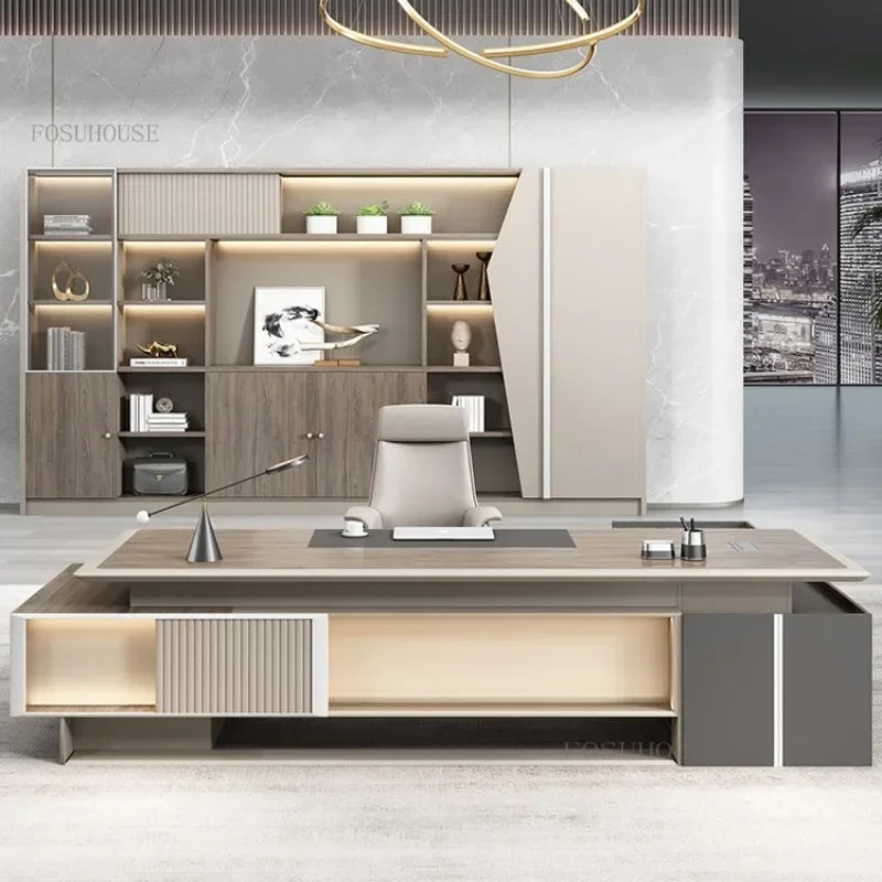 Italian Office Boss Desks Table Simple Modern Desk Office Furniture Large Manager Computer Desk and Chair Set p