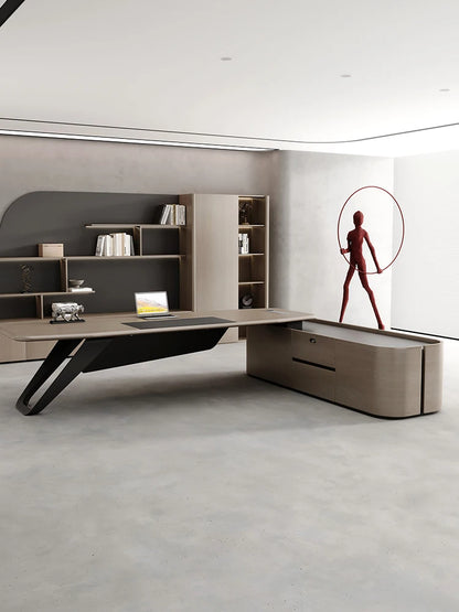 Solid Wood Boss Table Simple Modern High-end Large Desk Office President Table Single Leader Office Desk And Chair Combination