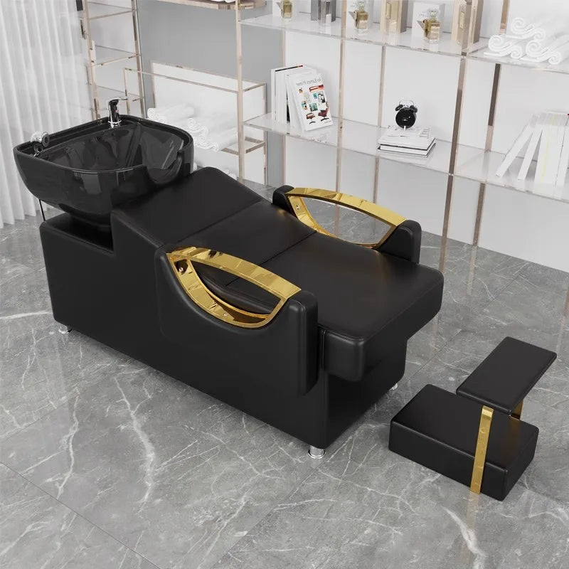 Professionals Hairdressers Hair Bed Shampoo Styling Stations Gold Hair Bed Spa Supplies Muebles Para Salon De Belleza Furniture