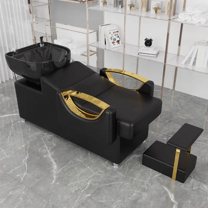 Professionals Hairdressers Hair Bed Shampoo Styling Stations Gold Hair Bed Spa Supplies Muebles Para Salon De Belleza Furniture