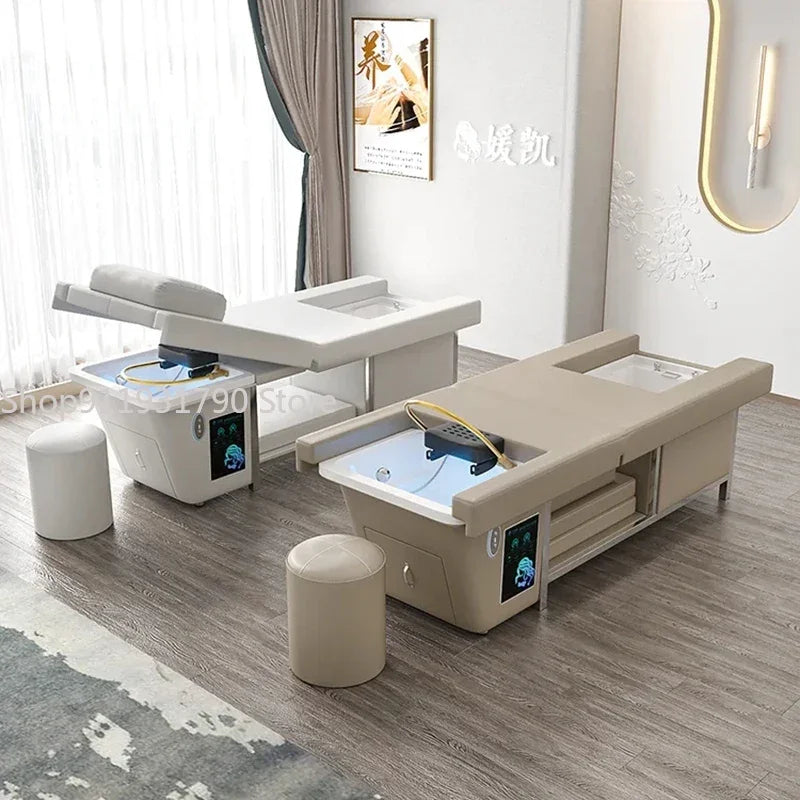 Head Spa Shampo Chair Pedicure Spa Adjust Sink Luxury Hair Wash Bed Foot Basin Massage Shampouineuse Salon Equipment MQ50XF
