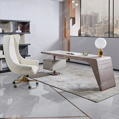 Italian light luxury desk, office desk, boss desk combination, home designer Giorgetti computer desk, long strip table