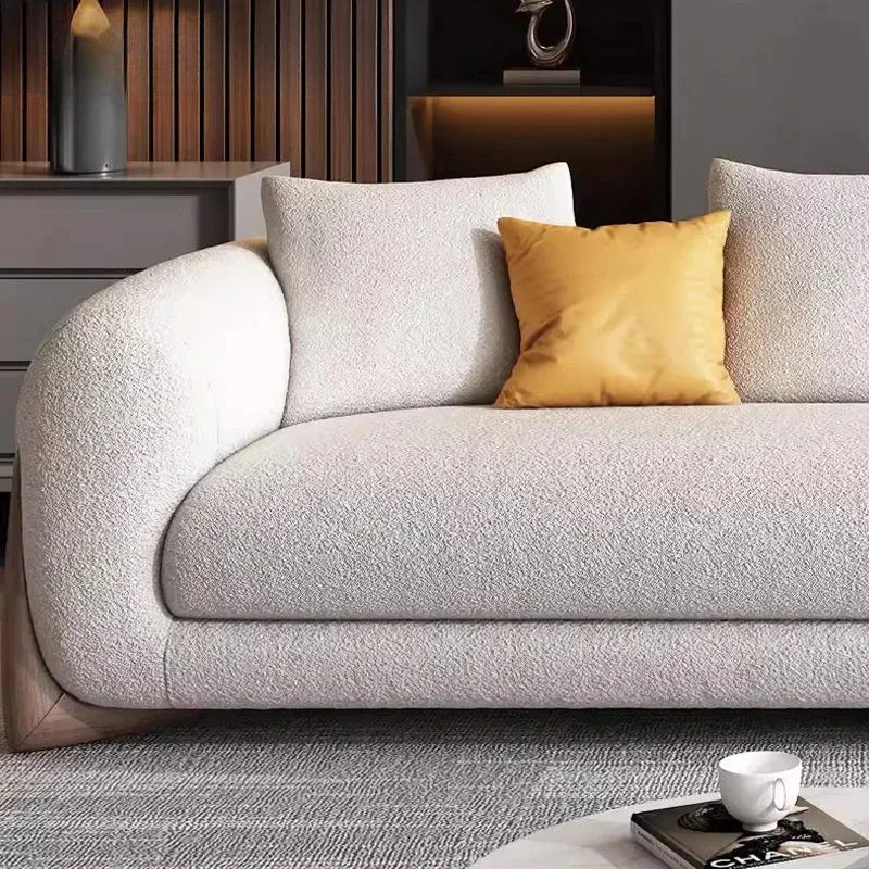 Minimalist Fabric Sofa Italian Small Living Room Modern Lounge Latex Sofa Designer Solid Wood Cream Style Lamb&