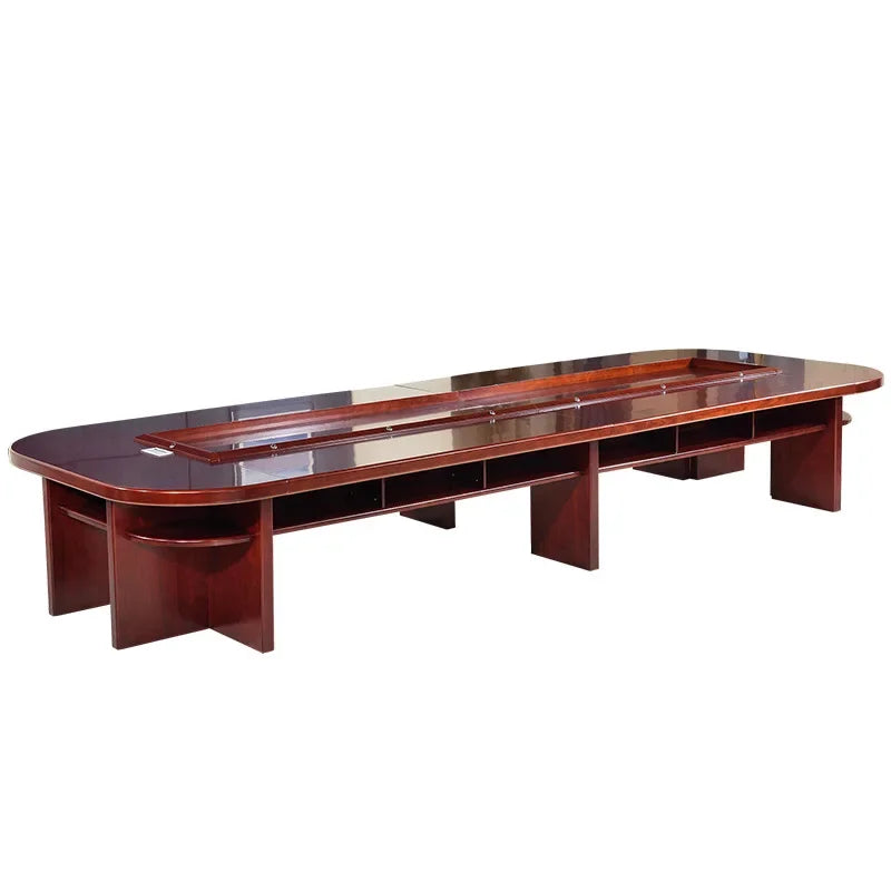 Large table solid wood, meeting room table and chair combination oval