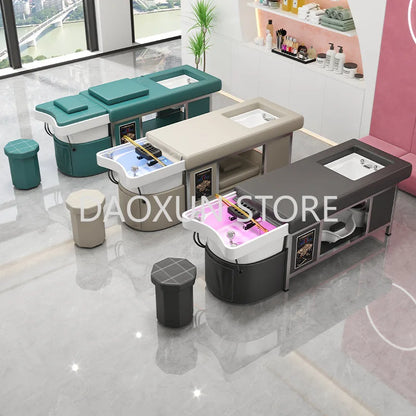 Shower Head Hair Washing Bed Luxury Foot Basin Comfort Lounge Shampoo Chair Salon Massage Lavacabezas Salon Equipment MQ50SC