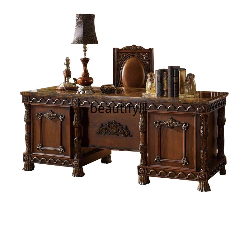 European-Style Marble Executive Desk