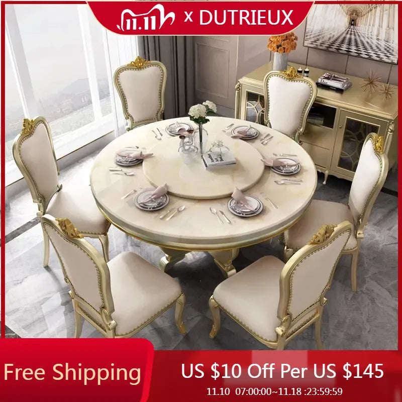 Living Room Kitchen Dining Table Organiser Stand Golden Turntable Dining Table Restaurant Salon Yemek Odası Setleri Decorations