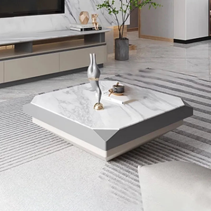 Microcrystalline stone square coffee table