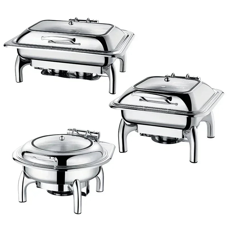 Luxury Commercial Buffet Food Warmer – Stainless Steel Hydraulic Chafing Dish for Hotels, Hotpot, and Royal Catering.
