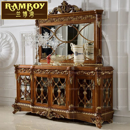 European solid wood carving side cabinet French restaurant locker Italian luxury court side cabinet