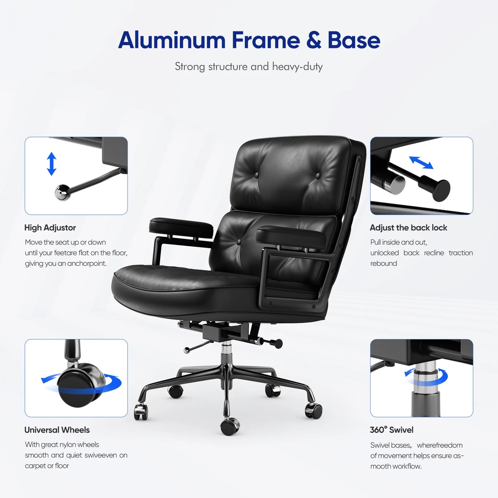 Black Genuine Leather Office Chair