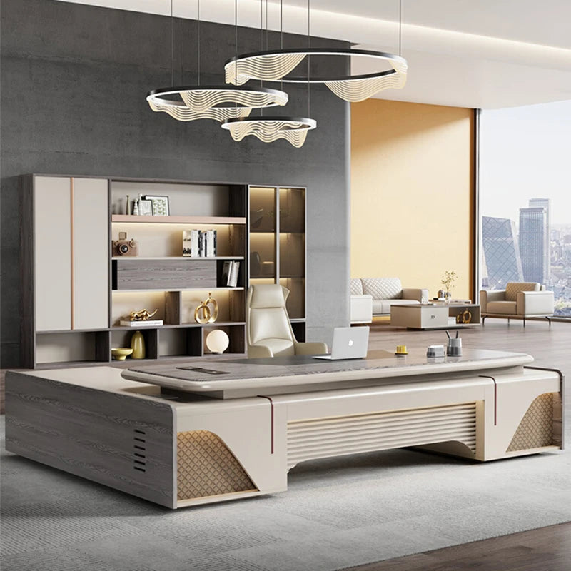 European Art Office Desk Gaming Luxury Storages Conference Long Computers Desks Bookshelf Mesa De Escritorio Office Furniture