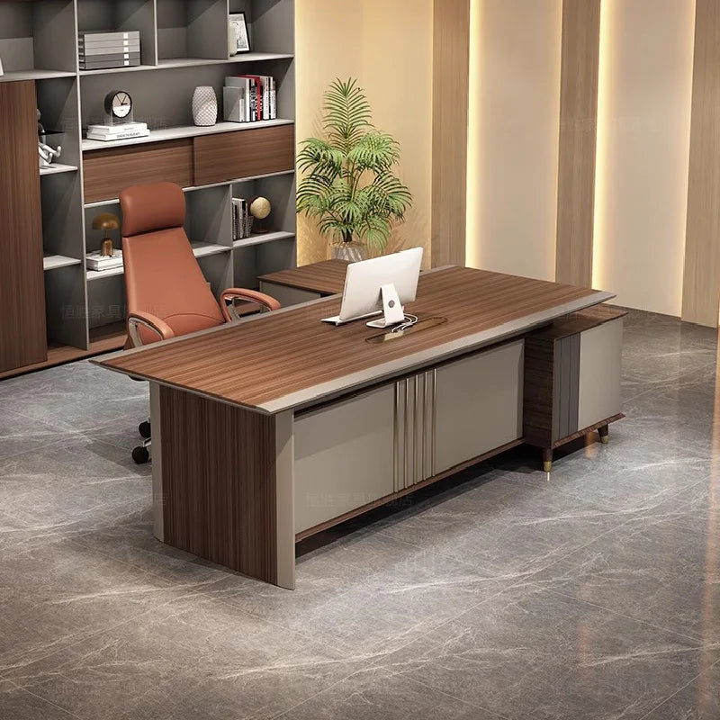 Luxury Reception Office Desk, Corner Desk with Drawers, Executive Office Desk