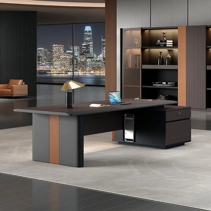 Simple L-shaped computer desk for meetings and executive writing