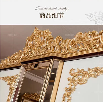 European Solid Wood Luxury Wardrobe – French Style, Customizable Villa Storage Cabinet