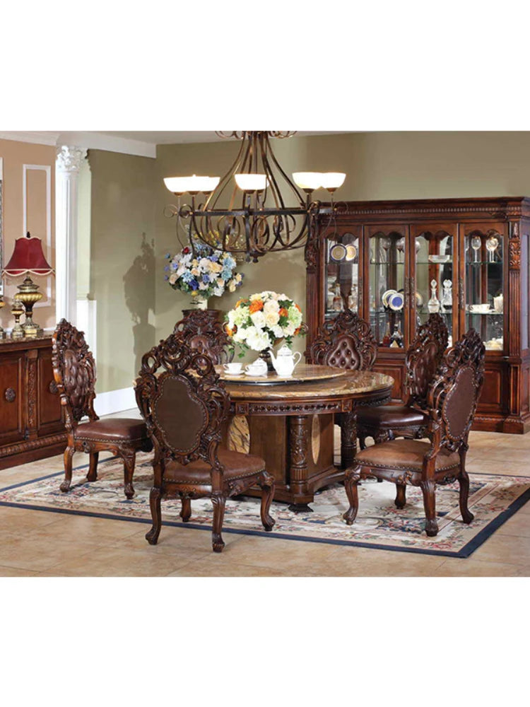 High-Quality Custom Home Furniture—Marble Dining Table Set with 6 Chairs