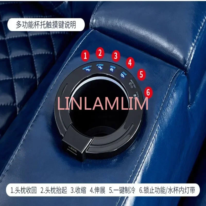 Dual Motors electric recliner massage chair theater living room Sofa functional genuine leather couch Cinema Double Power Seats