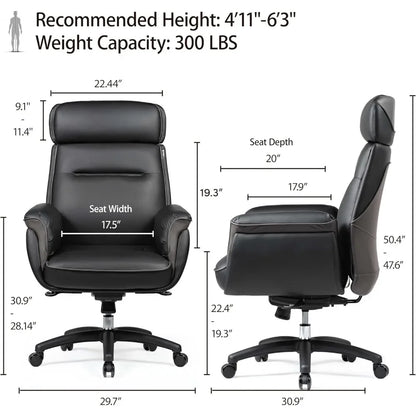 Office Chair, Microfiber Leather, Extra Wide Comfort with Liftable Headrest and Upholstered Armrests, Office Gaming Chair
