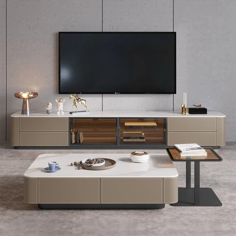 Entertainment Center: Nordic Furniture Display Cabinet for Living Room with TV Drawer and Pedestal Stand