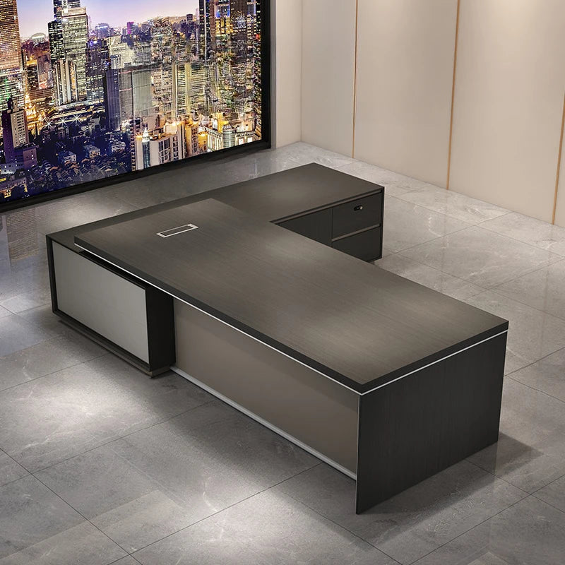 Luxury Modern Office Desks Workstation Storage Computer L Shaped Office Table Drawers Scrivania Con Cassetti Home Furnitures