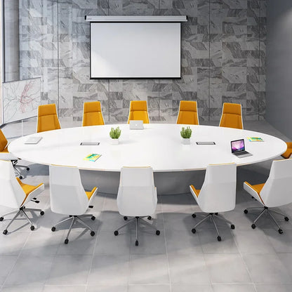 White painted oval conference table—simple modern design